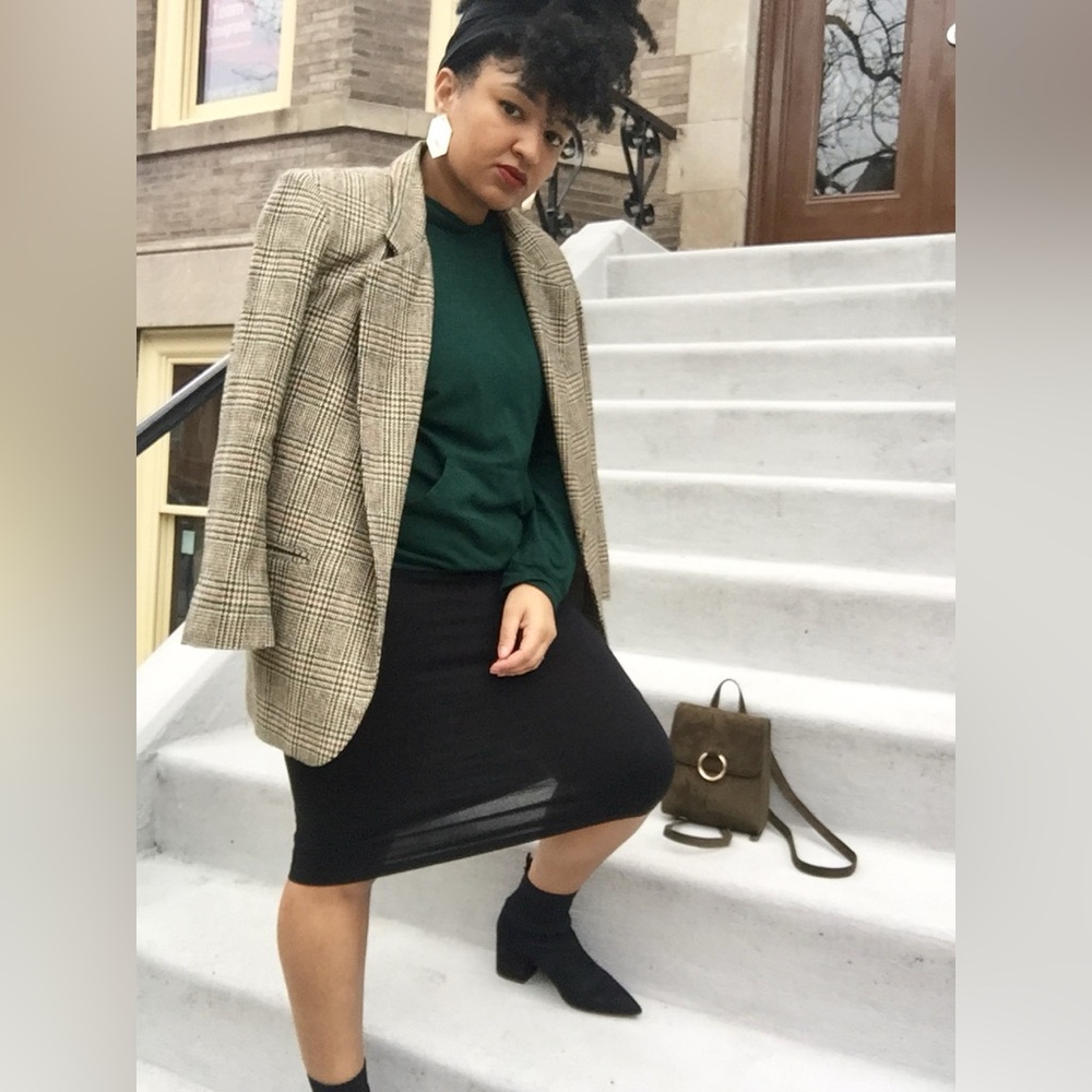 100%Wool Vintage Plaid Blazer